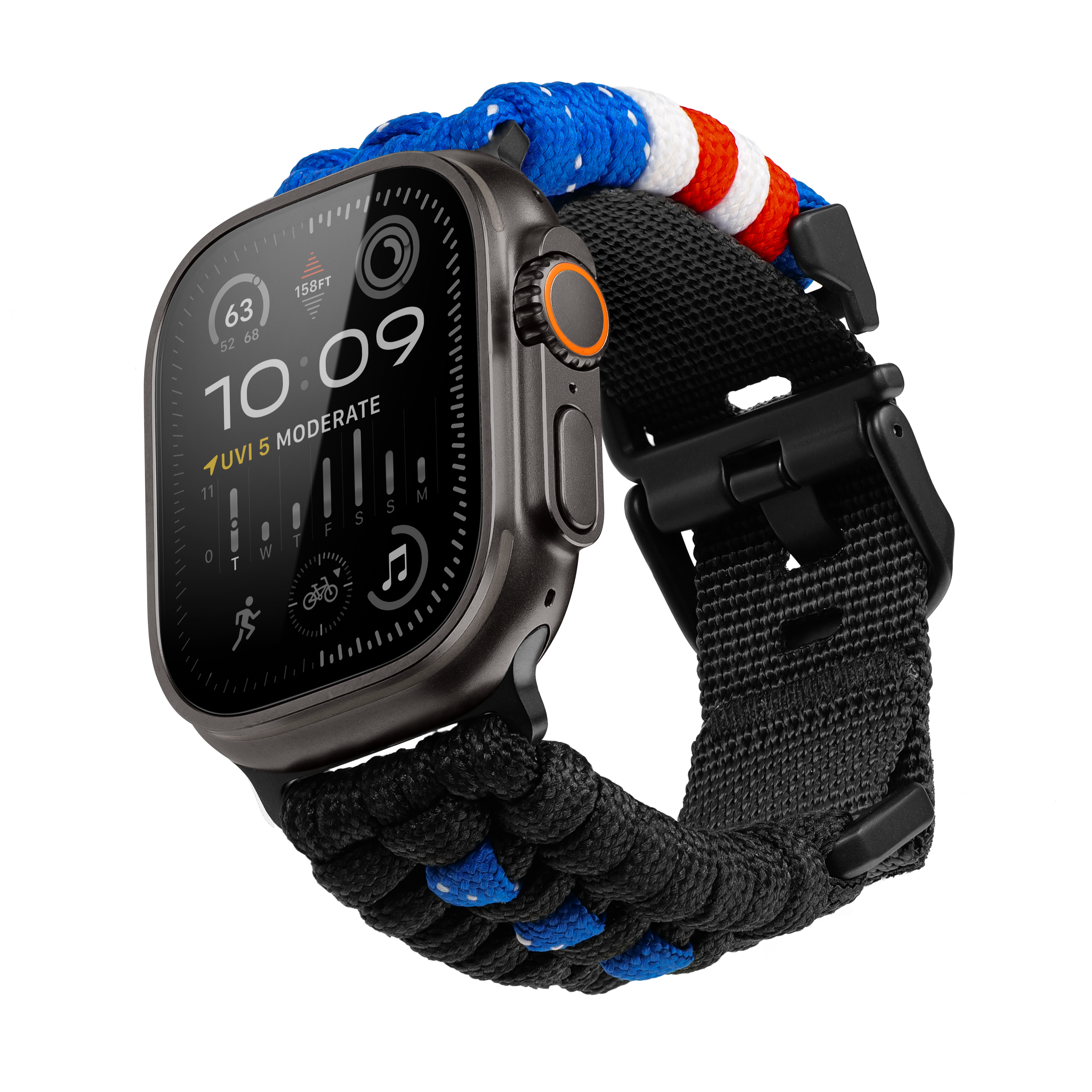 ULTIMAL Compatible with Apple Watch Paracord Band USFlag 49mm